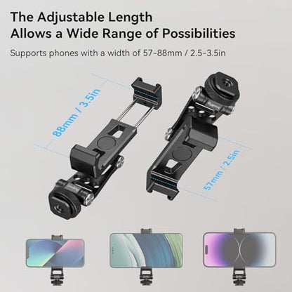 SmallRig Phone Support for DJI Stabilizers, Adjustment Phone Mount Adapter with 1/4"-20 Threaded Hole, Cold Shoe for DJI RS 4 Mini/RS 4 Pro/RS 3 /RS 3 Pro/RS 3 Mini/RS 2 / RS C2 / R S/R SC - 4301 - style: with Cold Shoe Mount