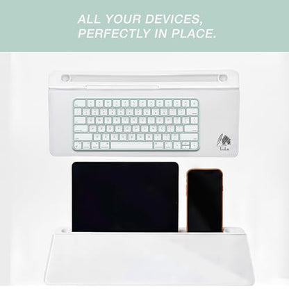 Glass Desktop Whiteboard with Storage Drawer – Premium Dry Erase Board for Desk Notes, Planning & Organization - color: White Black