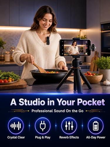 Wireless Lavalier Microphone for Smartphone - Portable with Noise Reduction - Ideal for Vlog, Podcast, YouTube, TikTok, Interviews, Online Teaching