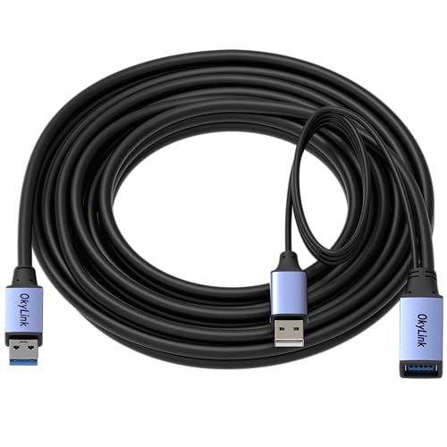 OkyLink Active USB 3.0 Extension Cable A to A, Male to Female 15ft | 5m, 3.2 Gen1, with Power Cable, 5Gbps,Plug and Play, for CCTV Camera, Printer - color: USB3.0(5Gbps), size: 15ft (5m)