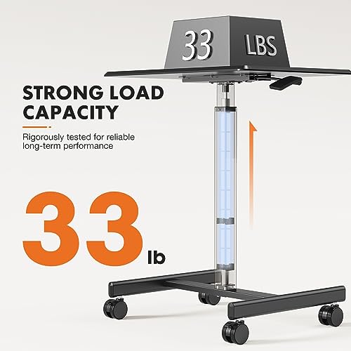 Sweetcrispy Mobile Rolling Desk with Lockable Wheels, Small Standing Laptop Desks, Sit Stand Adjustable Height Table Portable, Computer Workstations for Home Office, Black - color: Black