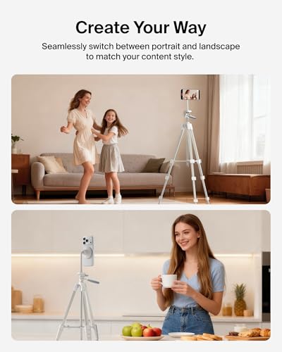 Belkin Stage Magnetic Tripod Phone Mount - Lightweight MagSafe & Qi2 Compatible 360° Rotating Smartphone Holder for iPhone 17 & 16, Android, TikTok, YouTube, Streaming, Influencers, Vlogging, Content - style: Magnetic Phone Holder