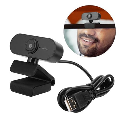 1080P HD Webcam with Builtin Microphone for Clear Video Call Support for OS USB Camera for Online Teaching and Video Conference Suitable for Desktop Computers Black (Black)