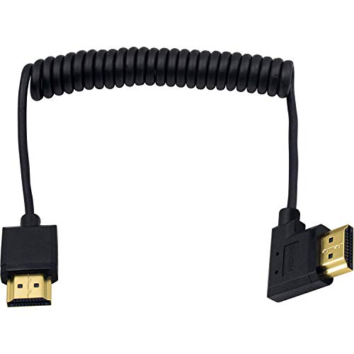 Duttek 4K Coiled Short HDMI Cable 1FT-4FT, Left Angled 90 Degree HDMI Male to Male Cable Extreme Thin/Samll for 3D and 4K Ultra HD TV Stick - size: Left Angled Male to Male 4FT/1.2M