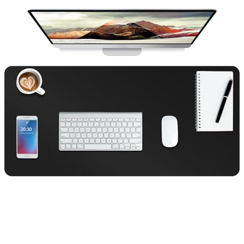 Boutilon Leather Desk Pad Protector,Non-Slip Mouse Pad,Laptop Desk Pad,Office Mouse Mat,Waterproof Leather Desk Blotter,Desk Writing Pad for Office and Home (S-Black,24"x 14") - color: Black, size: 14" x 24"