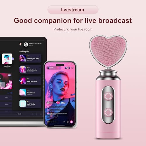 HB128 USB Gaming Condenser Mic Pink Heart Design, One-Click Mute Gain Control, Plug & Play, for PC/Console/Phone, Twitch/YouTube/TikTok, Streamers Gamers and Video Creators - color: HB128 desktop