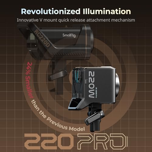 SMALLRIG RC 220B Pro 220W COB Video Light, Bi-Colour Video Light 2700K-6500K, CRI 95+ Bowens Mount Light, Support 3 Power Supply Methods, App Control for Photography and Photo Studio - color: Bi-Color