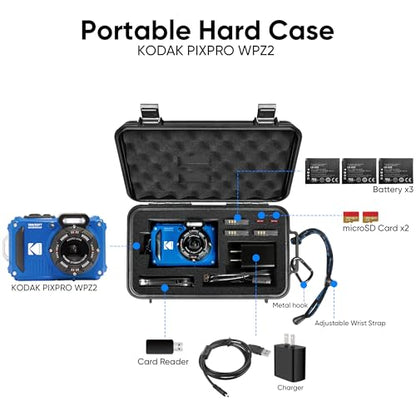 Lekufee Travel Waterproof Hard Case for Kodak PIXPRO WPZ2 Digital Camera, Battery, and other Accessories(Case & Bag Only)
