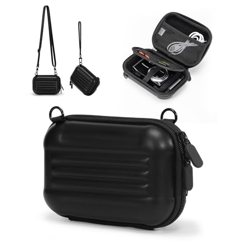 Cwatcun Carrying & Protective Case for Digital Camera with 2 Carrying Ways, Hardshell Lightweight Small Camera Sling Case Compatible with KODAK PIXPRO/Canon PowerShot/Sony DSCW800 DSCW830 - color: Black02