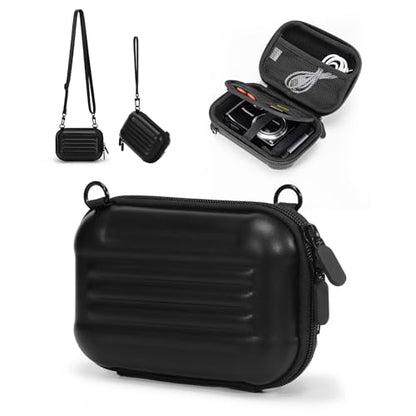 Cwatcun Carrying & Protective Case for Digital Camera with 2 Carrying Ways, Hardshell Lightweight Small Camera Sling Case Compatible with KODAK PIXPRO/Canon PowerShot/Sony DSCW800 DSCW830 - color: Black02