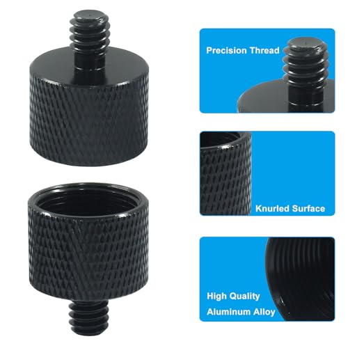 Waziaqoc 4 Pcs Mic Stand Adapter, 5/8 Female to 1/4 Male Thread | Camera Tripod Adapter, For Microphone Mounts and Stands, Black - size: 5/8 to 1/4 Thread(4 Pcs)