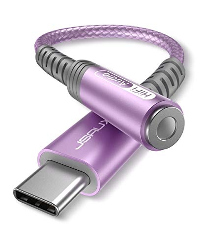 USB Type C to 3.5mm Female Headphone Jack Adapter, JSAUX USB C to Aux Audio Dongle Cable Cord Compatible with iPhone 17 Pro Max/16 Pro/15 Plus, Samsung Galaxy S23/S22/S21 Ultra, iPad Pro, Pixel Purple - color: Purple, size: 1 x 0.6ft