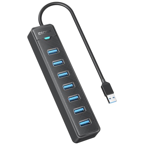 IDsonix 7 Ports USB 3.0 Hub for Laptop, PC, 5Gbps SuperSpeed Stable Connection USB Port Expander,Massive Expansion Multiport Splitter, Data Transfer Adapter,Notebook Desktop Accessory,0.5Ft Cable - size: 0.5 ft