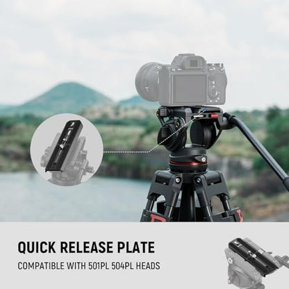 NEEWER 501PL Tripod Quick Release Plate Compatible with MVH500AH MVH502AH, 6.3"/16cm Extended Camera Mounting Plate with 1/4" 3/8" Screws, Anti Off Pin for GM001 GM002 GM006 Fluid Heads, QR6