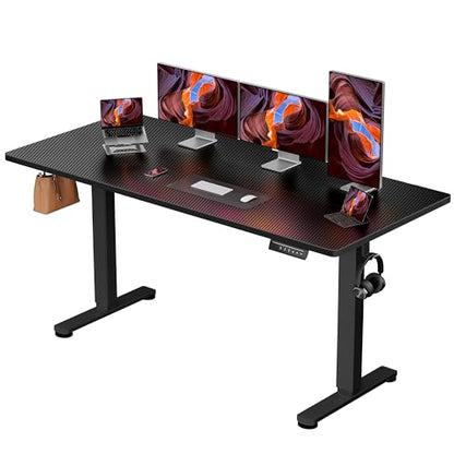 ErGear Height Adjustable Electric Standing Desk, 55 x 28 Inches Sit Stand up Desk, Memory Computer Home Office Desk, Carbon Fiber Black - color: Carbon Fiber Black, size: 55.1 X 27.6 Inches