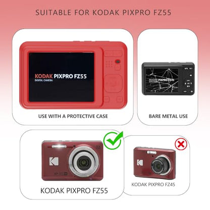 Case for Kodak PIXPRO FZ55,FZ55 Accessories,Soft Silicone Protective Case,Comes with 2 Screen Protectors and 1 Wrist Strap - Rose red - color: Rose red