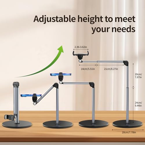 yAyusi Vlogging Kit for iPhone/Android, 13.7 in Long Overhead Phone Mount, Microphone/Remote Control, Flexible Articulating Arm Phone Mount for Desk for Live Streaming, Meeting, Cooking, Filming - size: Microphone