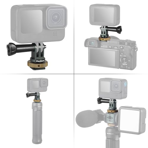 MINIFOCUS Hot Shoe to GoPro Mount Adapter, Camera Cold Shoe Mount Adapter with Aluminum CNC Thumb Screw for GoPro Hero 13/12/11/10/9/8/7/6/5/4, DJI Osmo Action, Campark and Other Action Cameras