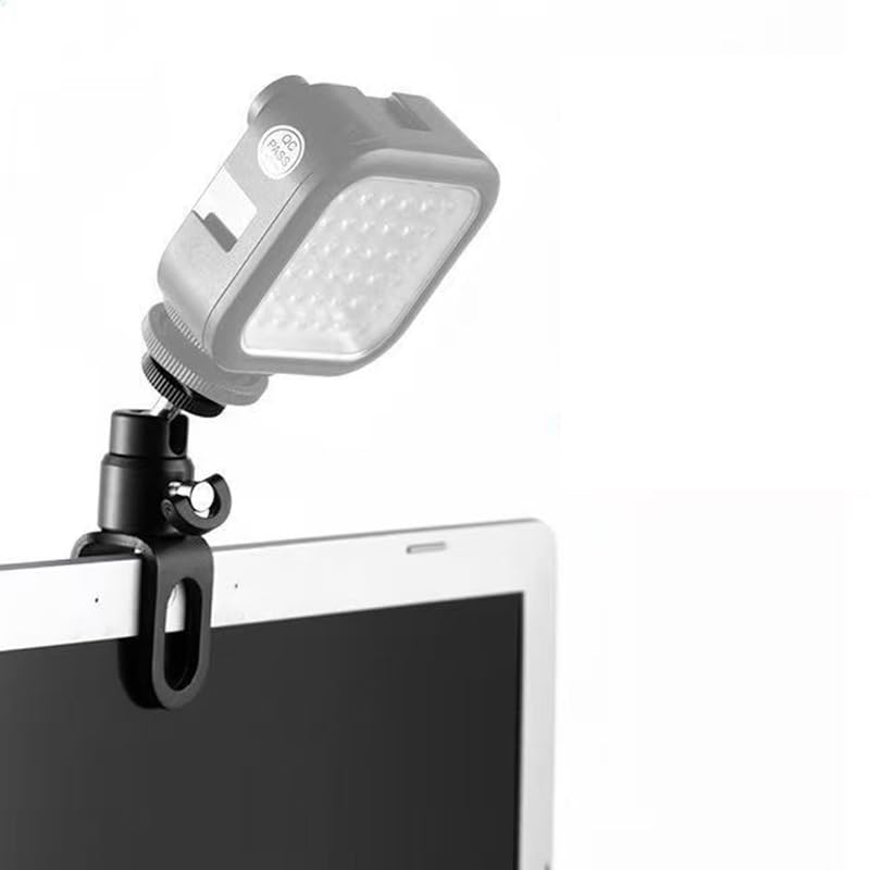 Monitor Camera Holder Mount with Mini Ball Head Heavy Duty 1/4'' Thread Webcam Stand Monitor Top Webcam Mount Clamps for Computer Web Camera Video Conference Live Stream DSLR Mirrorless Camera