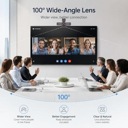 Angetube 4K Webcam with AI Tracking, 100°Wide Angle, Remote Control 4K Web Camera/10X Digital Zoom,1080P 60fps Web cam with HDR/Dual Noise Cancelling Mics for Video Calls/Meetings/Streaming/Skype/Zoom