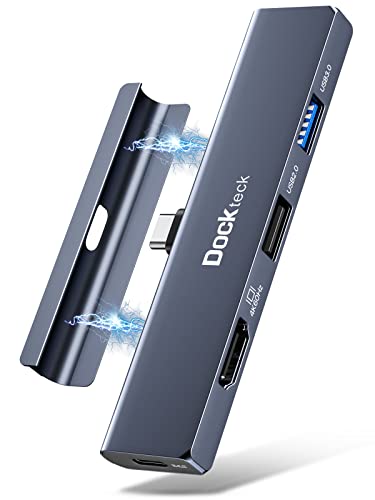 iPad Pro USB C Hub Multiport Adapter - Dockteck USBC Hub 5 in 1 with 100W PD, 4K 60Hz HDMI, Audio, USB 3.0, USB C Dock with Magnetic Grip for iPad Pro 12.9 2021 2020 2018, iPad Air, iPad mini 6 - color: 5 IN 1 Grey