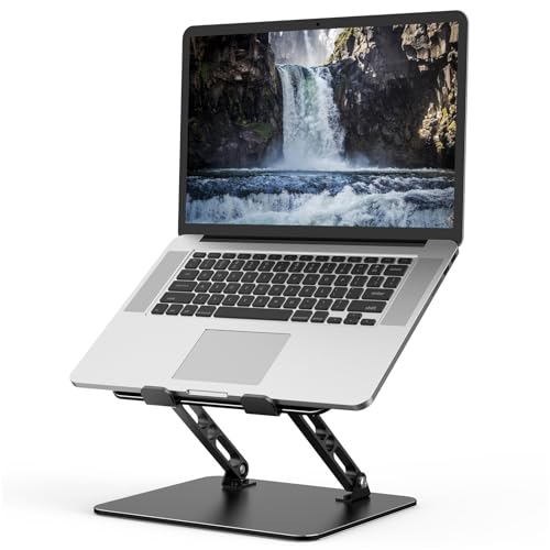 Adjustable Laptop Stand for Desk, Metal Foldable Laptop Riser Holder, Portable Desktop Book Stands, Ventilated Cooling Computer Notebook Stand Compatible with 10-15.6” Laptops - color: Classic Black
