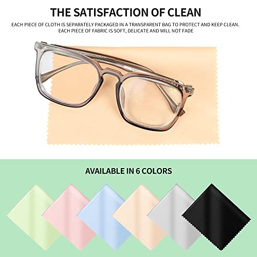 18 Pack Microfiber Cleaning Cloths (7" x 6") Multicolor Glasses Cleaning Cloth for Eyeglasses, Camera Lens, Cell Phones, Laptops, LCD TV Screens and More