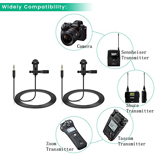 2 Pack Lavalier Microphone Compatible with DJI Mic 2 & Rode Wireless Pro/Wireless GO 2 / II Transmitters - Omnidirectional Lav Lapel Wearable Mic for Vlog Interview Streaming Lectures Broadcasters - color: Regular Version