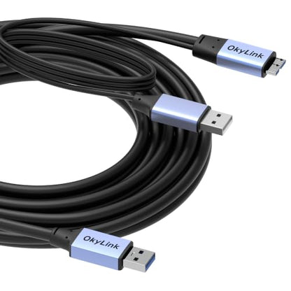 OkyLink Active USB 3.0 A to Micro-B Cable, Male to Male, 5Gbps, 15ft | 5M, 3.2 Gen 1, for External Hard Drive HDD SSD - color: Gray USB3.0, size: 15ft (5m)