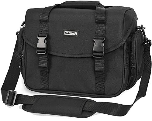 CADeN Camera Bag Case Shoulder Messenger Bag with Tripod Holder Compatible for Nikon, Canon, Sony, DSLR SLR Mirrorless Cameras Waterproof (Black, Small) - size: Small