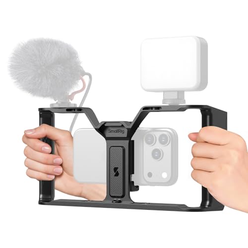 SMALLRIG IG-01 Universal Phone Cage for Short Video Starters, Dual Handgrip Smartphone Video Rig with Cold Shoe Mount, for iPhone 17 16 & Android, for Creators Vlogging-5355 - style: Without Wireless Controller