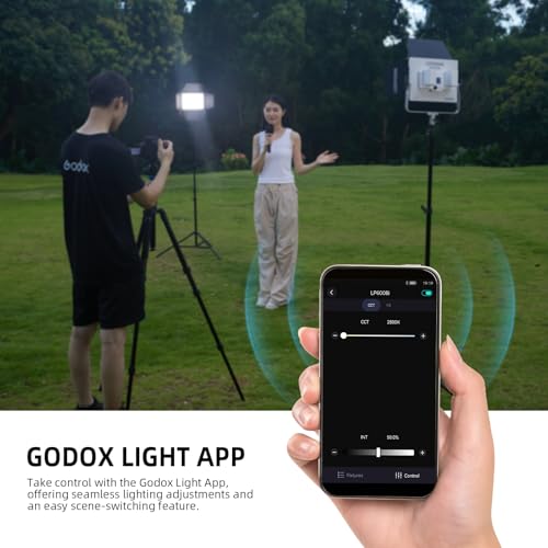 Godox LP600Bi Led Video Light Panel Light with Barndoor, 2-Pack Bi-Color 2800K~6500K 65W Soft Lights with Light Stand, APP Control CRI96+ 9020Lux LED