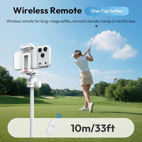 ULANZI MT-44B Phone Tripod, 59'' Auto Open Phone Stand with Dual Camera Set up, 360° Ball Head, Extendable Selfie Stick w Cold Shoe for Filming/Selfie in Vlog, Family Gatherings, White - color: White