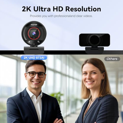 2K Webcam for pc with AI,Web Camera/8X Digital Zoom Computer Camera with USB 3.0/HDR/Dual Noise-Cancelling Mics，Zoom/Teams/Skype/Facetime/Meeting - size: 2K webcam