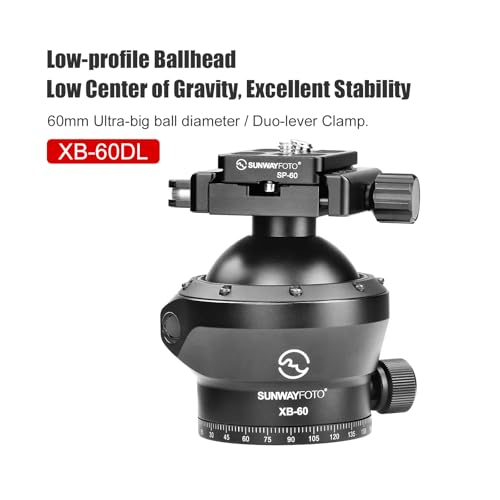 XB-60DL 60mm Low Profile Tripod Ball Head,Ballhead for Hunting,Load 66lb(30KG)