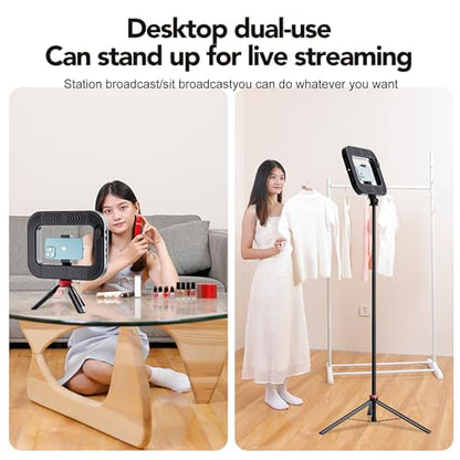 Smartphone Ring Selfie Light Kit Handheld LED Mobile Video Stabilizer Fill Lighting Rig Lights Built-in 8000mAh Battery Rechargeable for Phone Camera, YouTube, TIK tok Video Recording, Make up