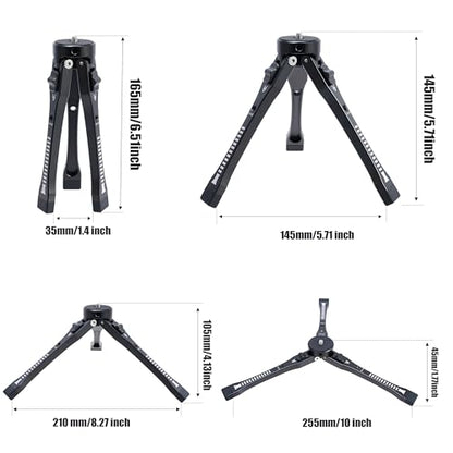 FocusFoto Aluminum Alloy Mini Adjustable Desktop Tripod - 4-Level Height (45mm-165mm) with 1/4"-20 Screw Holes, Foldable Hand Grip & Expandable Design for Phone/Camera Accessories - style: Tripod