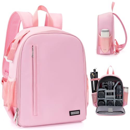 CADeN Camera Backpack Bag Professional for DSLR/SLR Mirrorless Camera Waterproof, Camera Case Compatible for Sony Canon Nikon Camera and Lens Tripod Accessories (Small, Pink) - color: Pink, style: 2.0 Small