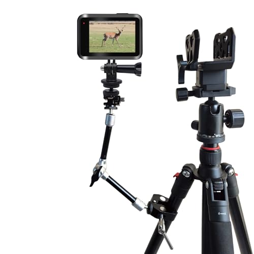 Camera Arm for Hunting,C-Clip Magic Arm Cell Phone Holder for Self Filming Hunts Tripod Compatible Gopro,Trail Camera, iPhone, Mevo Start and Outfitter Action Camera, Substitute Tree Stand Mount