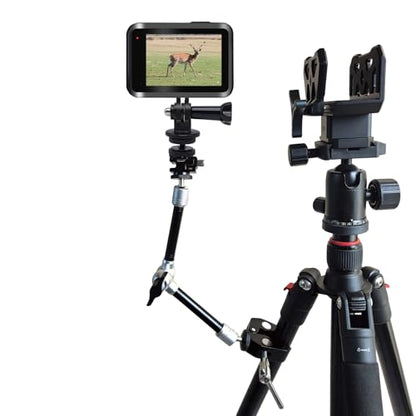 Camera Arm for Hunting,C-Clip Magic Arm Cell Phone Holder for Self Filming Hunts Tripod Compatible Gopro,Trail Camera, iPhone, Mevo Start and Outfitter Action Camera, Substitute Tree Stand Mount