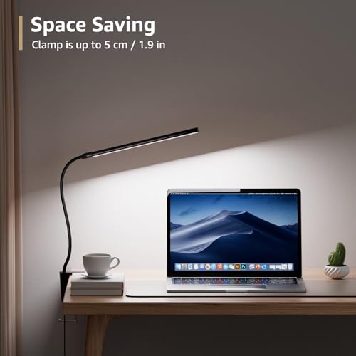 Lepro Clip on Desk Lamp LED Reading light Dimmable USB Small Clamp Lamp with 3 Color Modes 10 Brightness, Adjustable Flexible Gooseneck Table Light for Bed Headboard, Nail, Home Office,Computer(Black) - color: Black