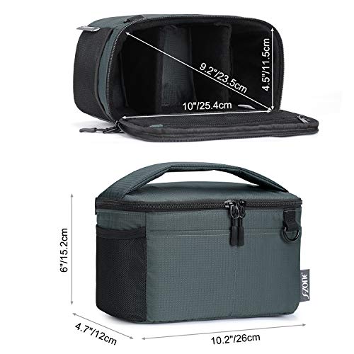 S-ZONE Water Resistant Camera Insert Bag with Sleeve Camera Case | Thicker Padding,Detachable Dividers,Fits in Backpack or Messenger Bag