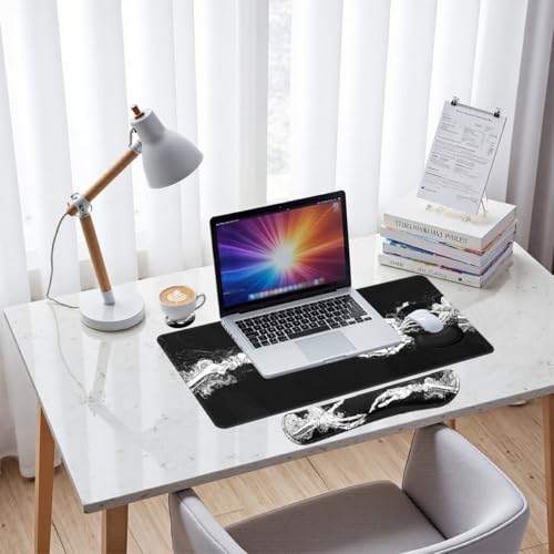 Skeleton Hands Desk Mat Set Dark Gothic Art Large Mouse Pad with Wrist Rest 4in1 Desk Mat for Desktop Ergonomic Keyboard Wrist Support Anti-Slip Computer Ergonomic Mouse Pad Home Office Gaming - color: Skeleton Hands