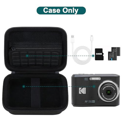 Canboc Carrying Case for Kodak PIXPRO FZ55/ FZ45 16MP Digital Camera, FZ45 Video Vlogging Camera Bag, Mesh Pocket fit Cable, SD Card, Black (Case Only) - color: Small-Black