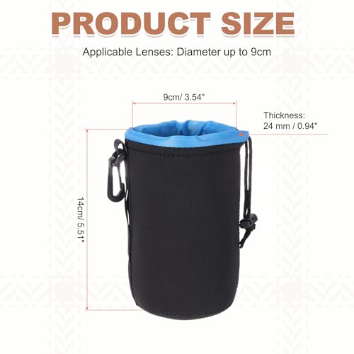 PATIKIL Camera Lens Pouch, 4" ID x 6" H Drawstring Plush Lens Pouch Protective Camera Lens Case Bag Soft Plush Neoprene Bag for DSLR Photography Gear, Black/Blue - color: Black/Blue, size: 4 x 6 Inch