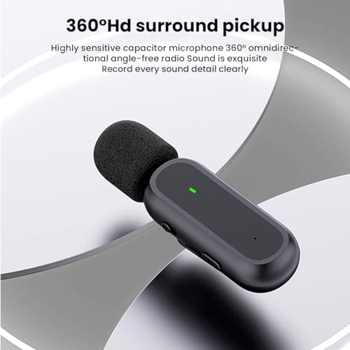 JoyGeek Wireless Lavalier Microphone with Charging Case, Noise Canceling Microphone, Professional Wireless Lavalier Mini Mic for iPhone Samsung Android Smartphone Vlog Live Recording,Audio & Video