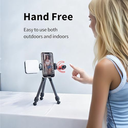 Aluminum Phone Tripod Mount with Cold Shoe & ARCA-Swiss Quick Release, Adjustable Smartphone Clamp with 1/4" Thread, Universal Phone Holder for iPhone 17/16/15/14/13, Samsung, Vlogging, Filming