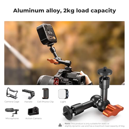 K&F CONCEPT 6" Magic Arm 1/4" Screw 360°Ballhead Articulating Mini Arm Mount for Monitor, LED Light, Webcam - size: 6 Inch