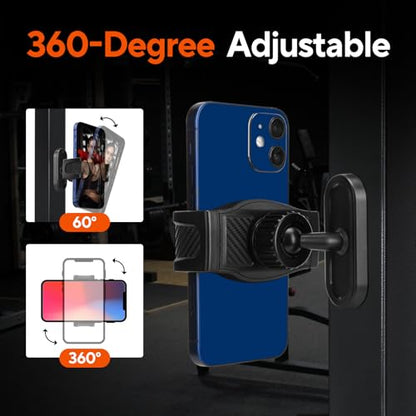 Magnetic Phone Holder for Gym, 360° Adjustable | Gym Phone Mount with Strong Magnet Base, Compatible with All Smartphones - size: A- Magnet Phone Holder