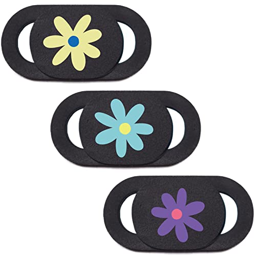 Laptop Camera Cover Slide Webcam Cover for Privacy Fits for Mini PC, PC, Surface, Tablet, Desktop Computer, Smart Phone - 3 Packs, Flower - color: Flower